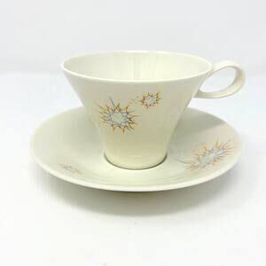 Vintage Iroquois Impromptu "Stellar" Flat Cup and Saucer MCM - Ben Seibel